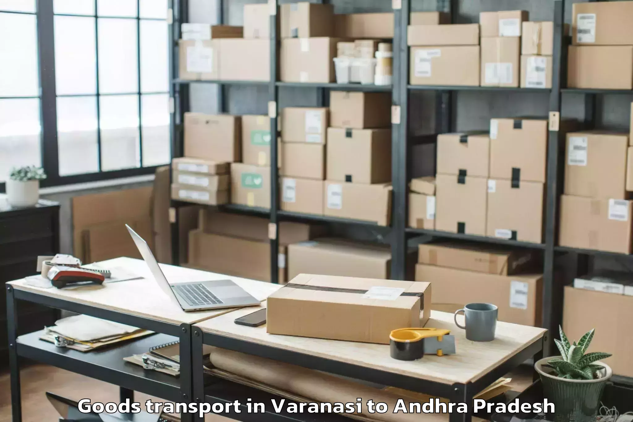 Book Varanasi to Laveru Goods Transport